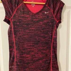 Nike Women's Black and Red Dri-FIT Tee